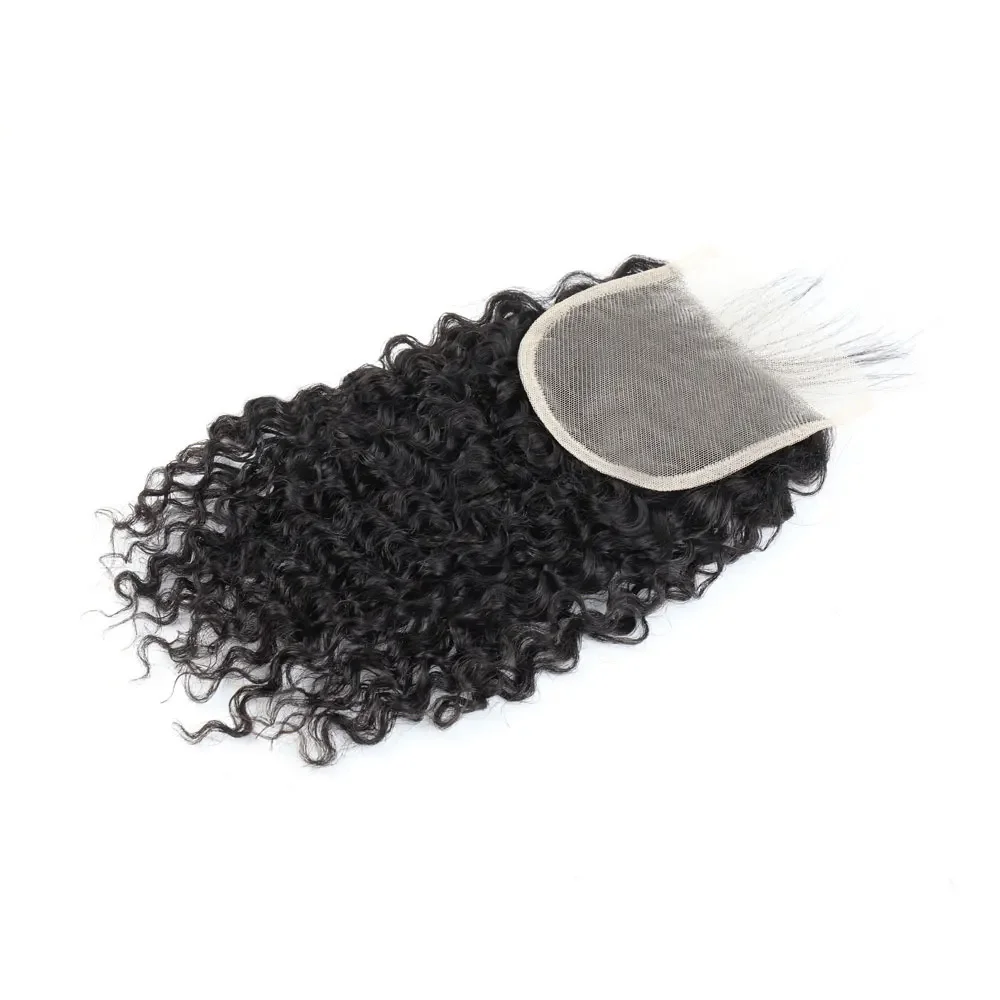 Pixie Curl Closure Only 4x4 Lace Front Closure Brazilian Remy Pixie Curly Human Hair Transparent Lace Closure Only Free Style