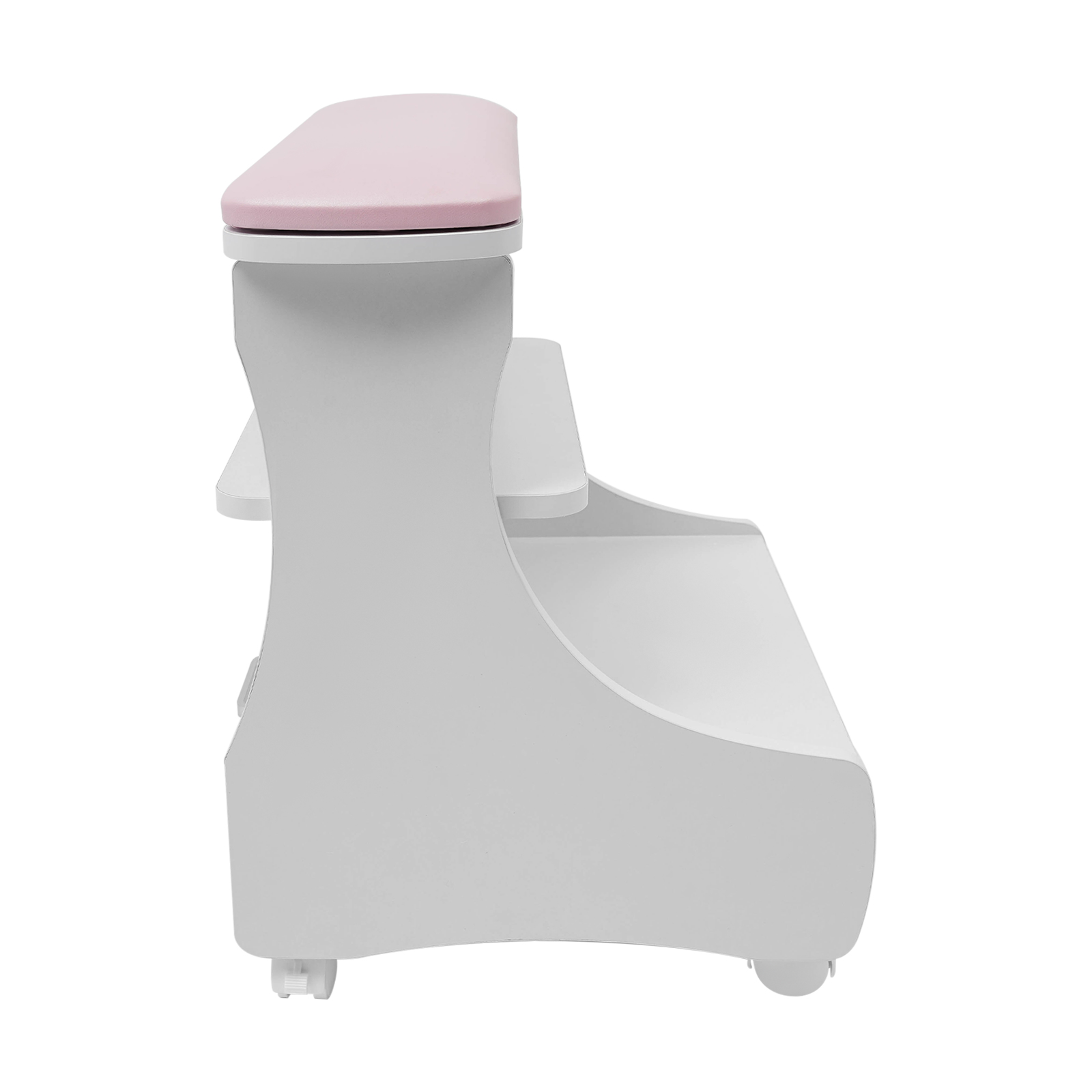 Tabouret de bain de pieds avec roulettes, assistance aux pieds, chariot de bain de pieds, pédicure et manucure, blanc et rose