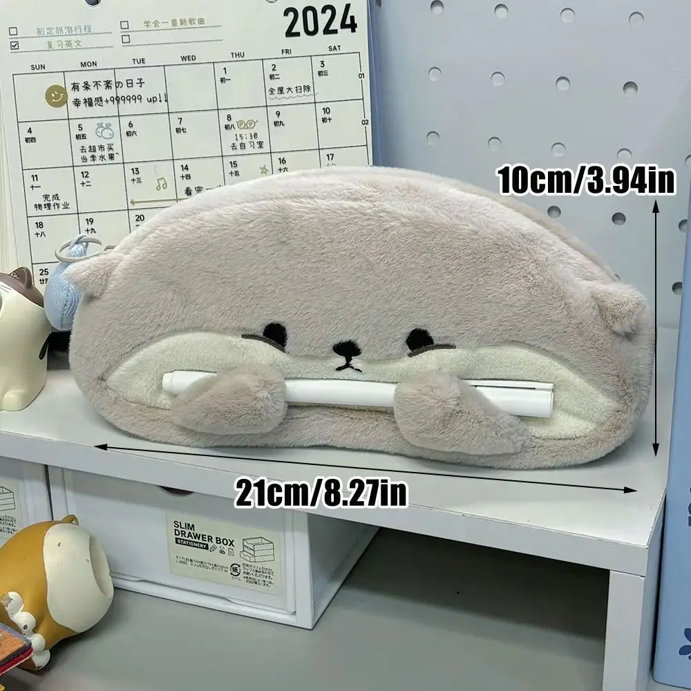 ไม่มีจี้ขนาดใหญ่ความจุดินสอน่ารัก Otter Penguin Plush ปากกากระเป๋าน่ารักการ์ตูนเครื่องเขียนกระเป๋า