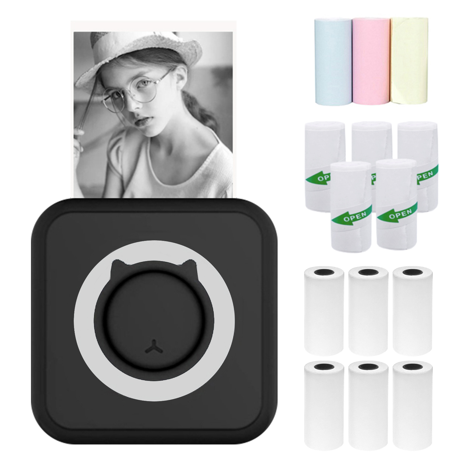 Fotodrucker, tragbarer Drucker, kabelloser Instant-Minidrucker, unterstützt BT-Verbindung für Smartphones, kompatibel mit iOS und Android
