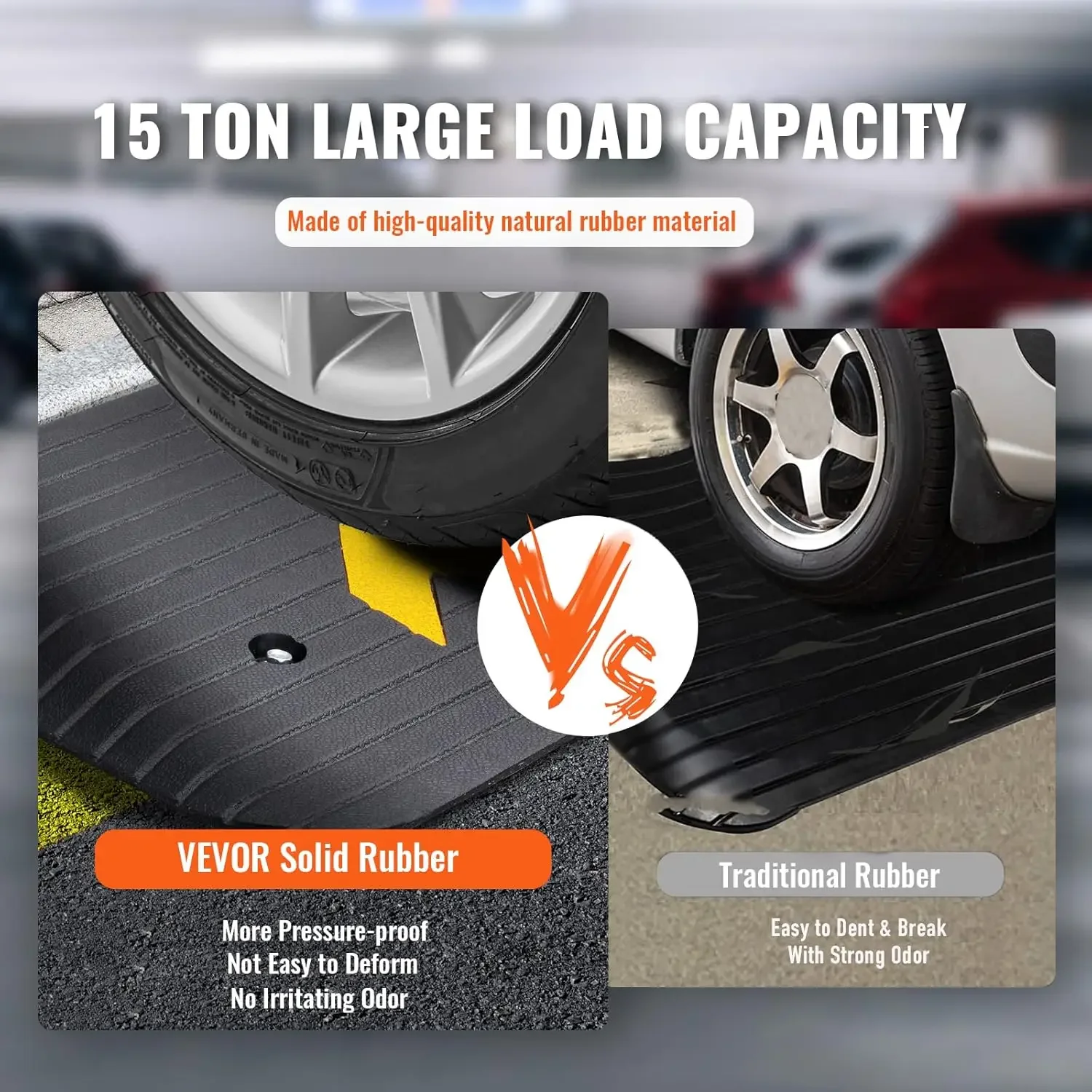 Upgraded Rubber Threshold Ramp, 3" Rise Door Ramp with 1 Channel, Natural Rubber Car Ramp with Non-Slip
