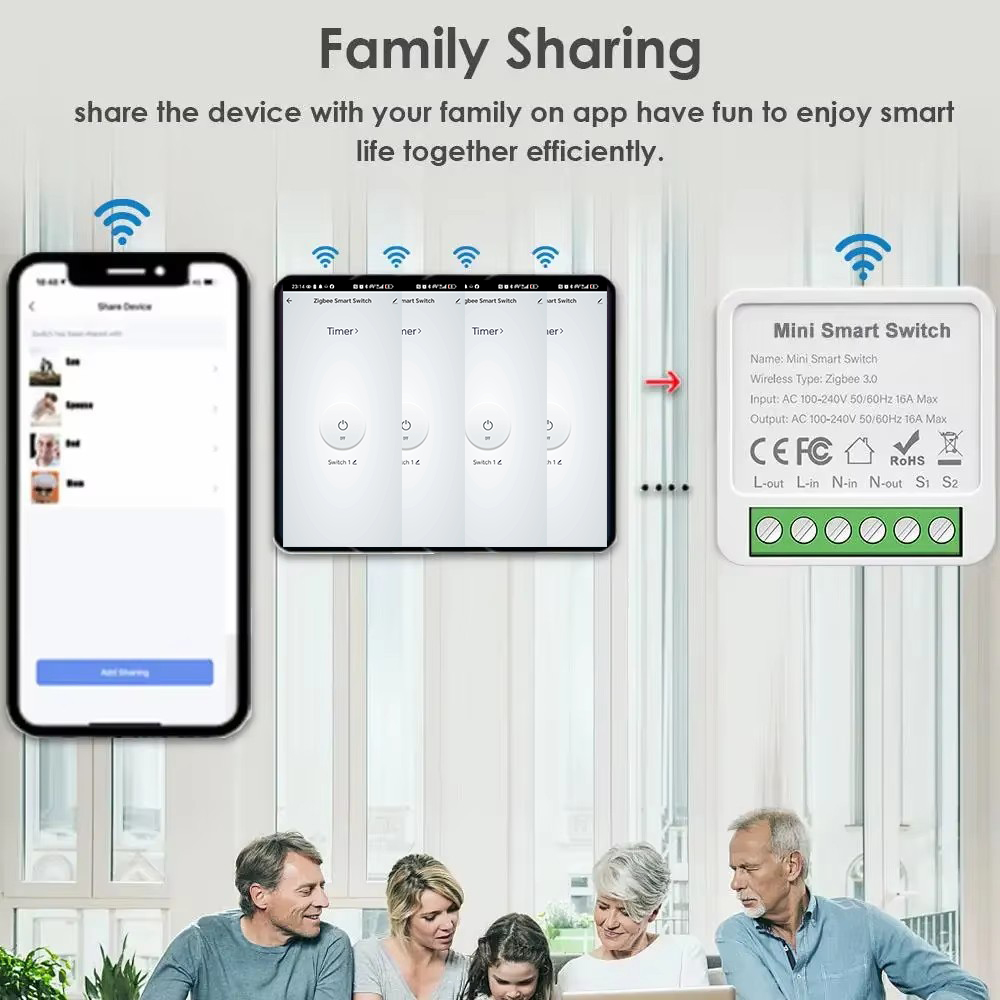 Tuya WiFi/Zigbee 3.0 Smart Switch Mini Breaker DIY Module Remote Timer Wireless Light Control Work with Smart Life Alexa Google