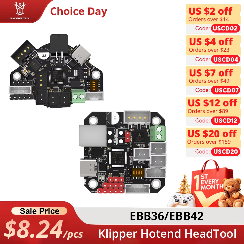 BIGTREETECH EBB36 EBB42 CAN V1.2 Поддержка платы Canbus PT100 для Klipper Hotend HeadTool 36, шаговый двигатель Ender3, детали 3d-принтера