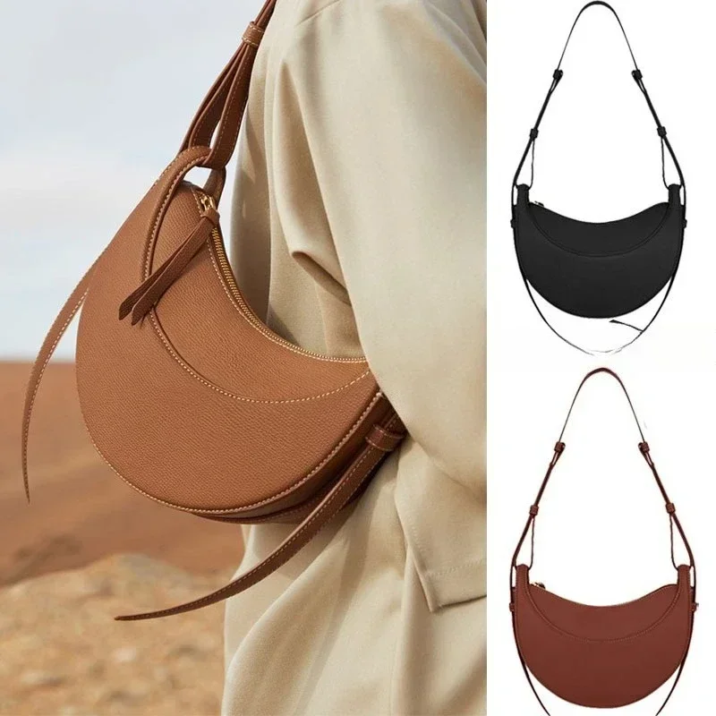 Franse niche-ontwerp crossbody tas met enkele schouder, halve maan tas