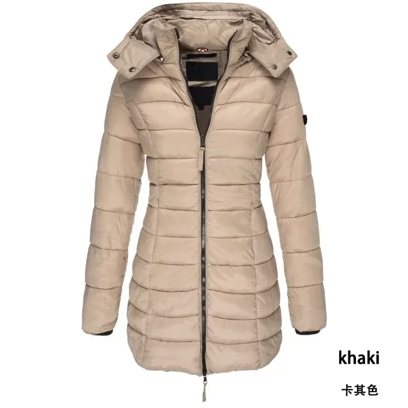 Winter Verdicken Warme Frauen Parkas Reißverschlüsse Solide Mantel Casual Langarm Gepolsterte Puffer Jacke Weibliche Mid-länge Dünne Mantel top