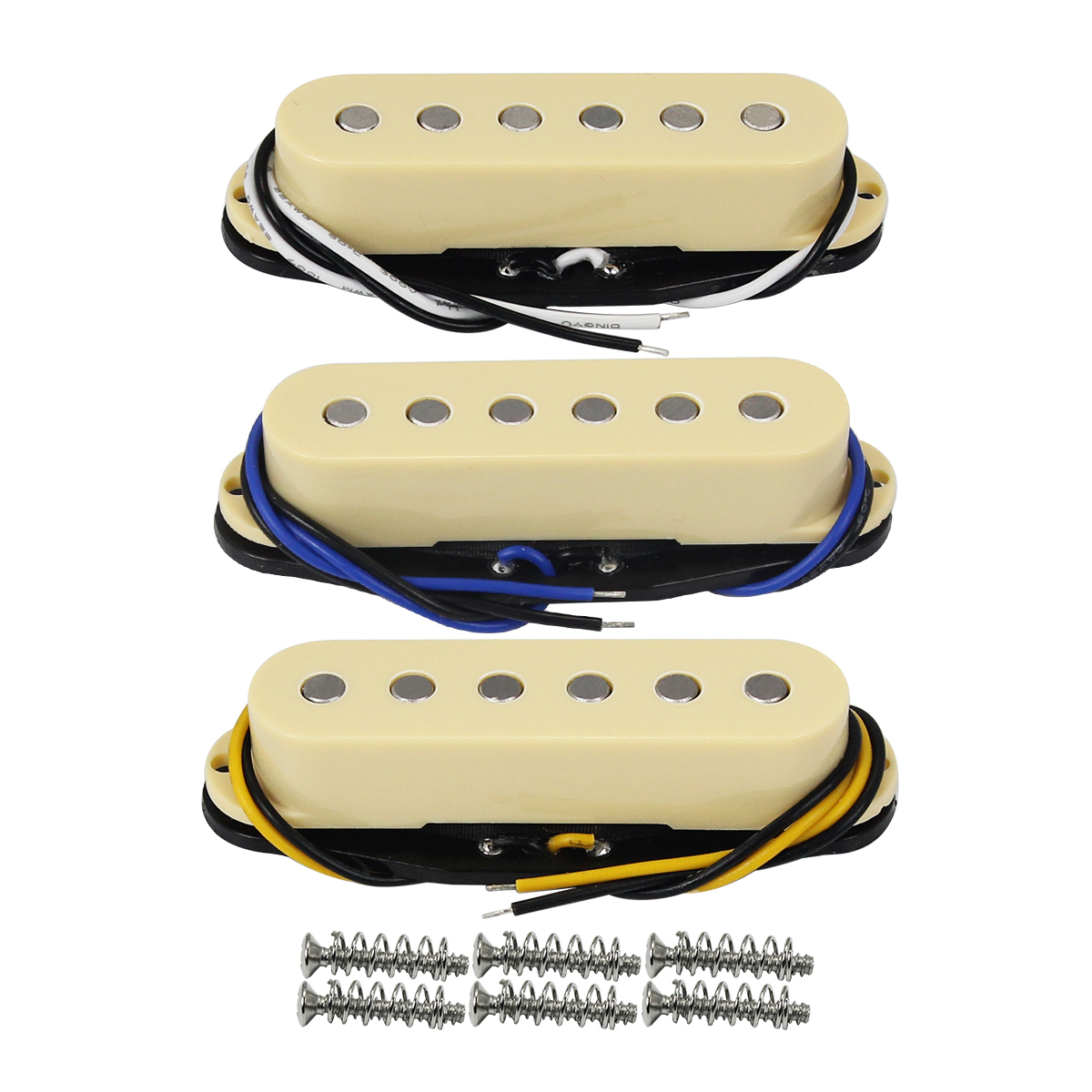 FLEOR 3PCS Flat Top Pole Stücke Vintage Alnico 5 Single Coil Pickups Gitarre Pickups 50/50/52mm Set Creme für FD ST Gitarre Teile
