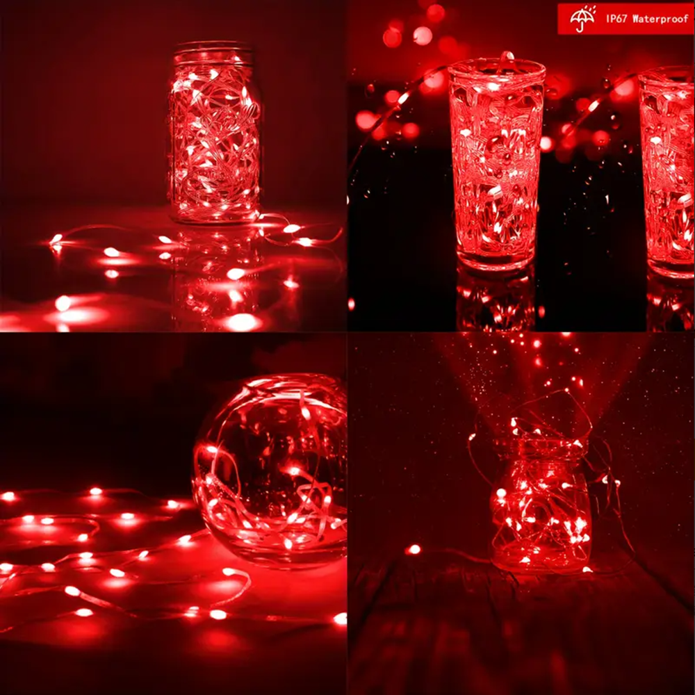 5m 50LED Fairy Light AA Battery Powered, Red Copper Wire Light, Suitable for Bedroom, Christmas, Party Decoration