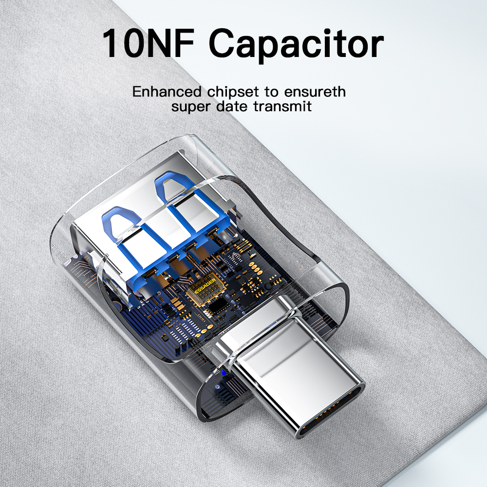 Essager USB 3,0 a tipo C OTG adaptador USB A tipo C macho a Micro tipo C USB A hembra convertidor para Macbook portátiles lector de tarjetas