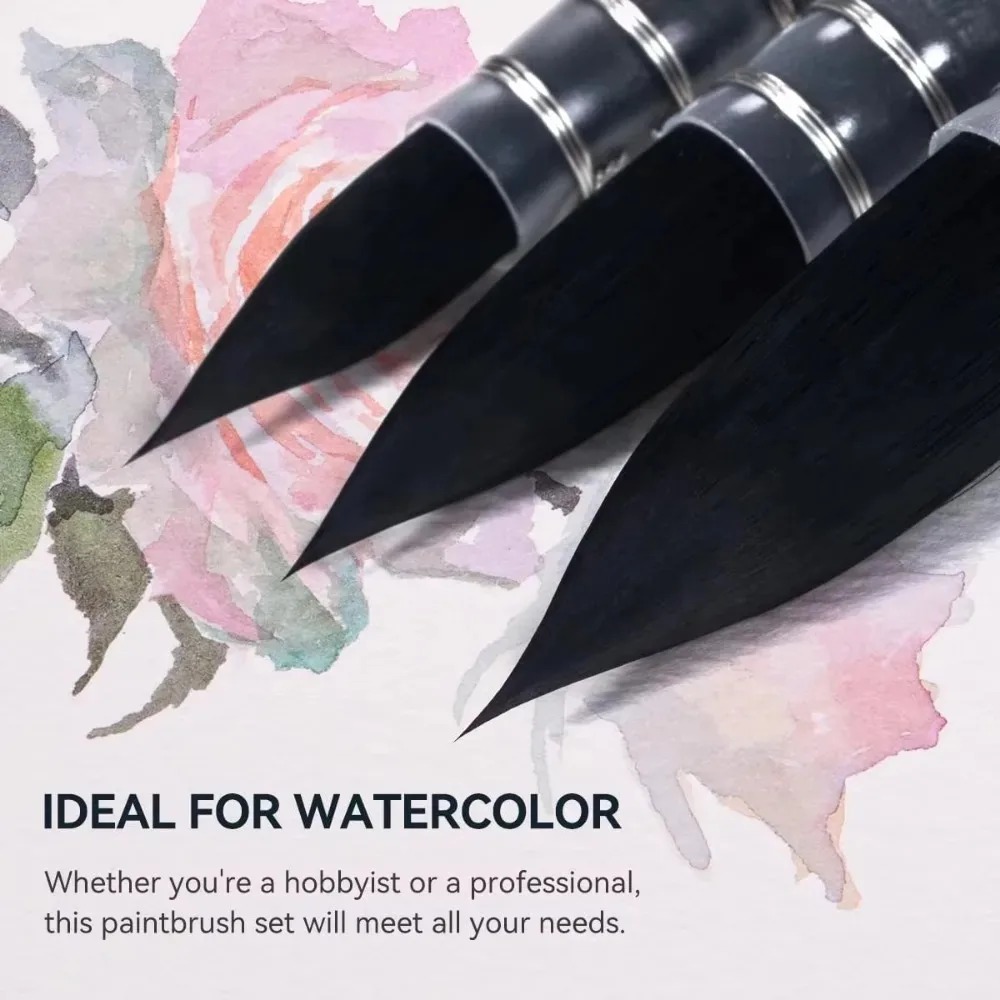Lightwish Watercolor Brushes Set Synthetic Squirrel Hair Paint Brushes Kit :#2#4#6#8 for Artists Adults and Hobbists Pointed