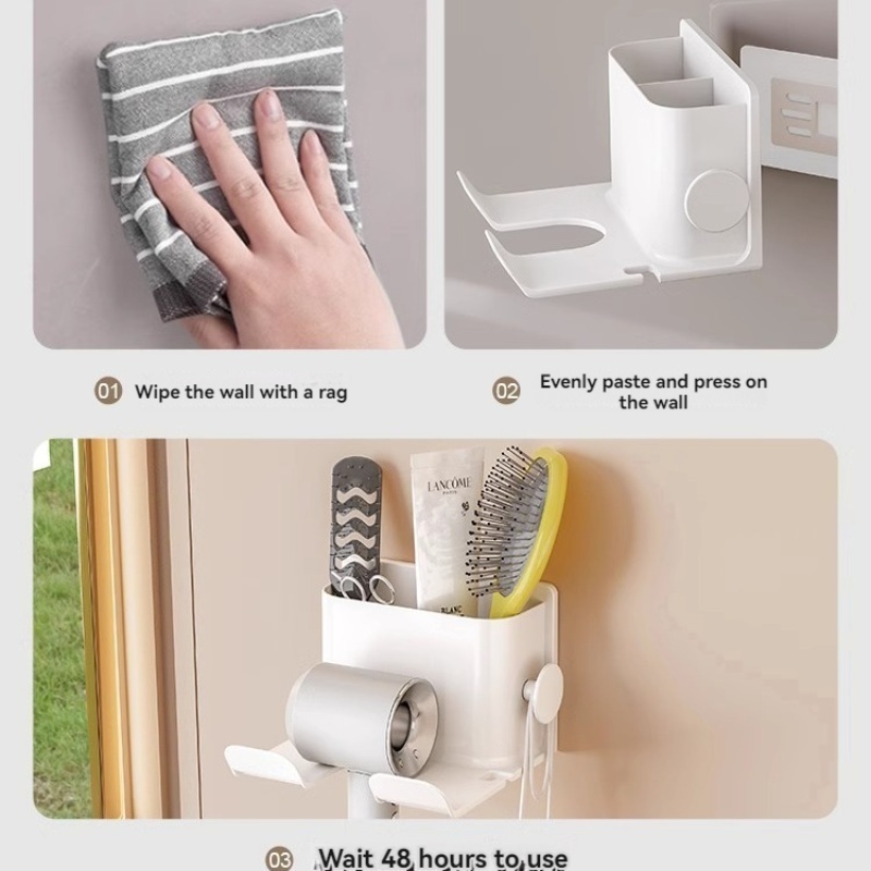 Stockage multifonctionnel pour sèche-cheveux T1, HOspanTable T1, pas de poinçonnage, sèche-cheveux à montage mural, support rapide, 1 pièce