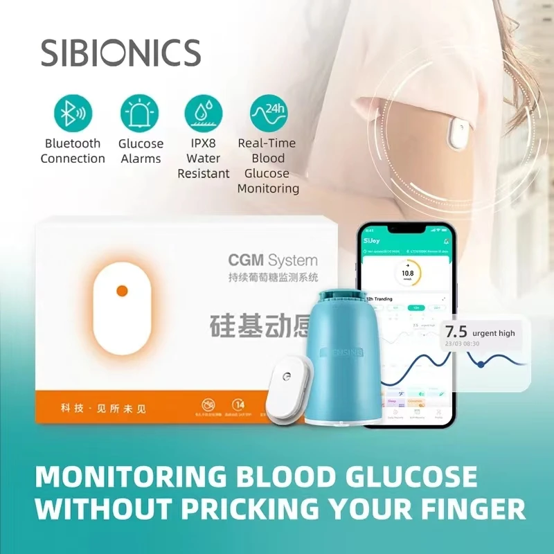Динамический измеритель уровня глюкозы в крови Sibionics, 24 часа, мониторинг глюкозы в реальном времени, неинвазивный датчик Freestyle Libre, приложение CGMS Smart Android