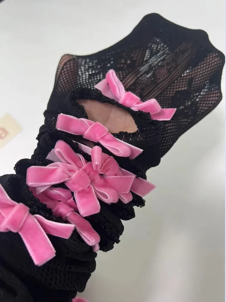 Joskaa-女性の蝶ネクタイストレッチロングソックス、レースレギンス、ヒップスターカット、伸縮性のあるウエスト、タイトフットパンツ、クラブウェア、セクシー、夏、2024