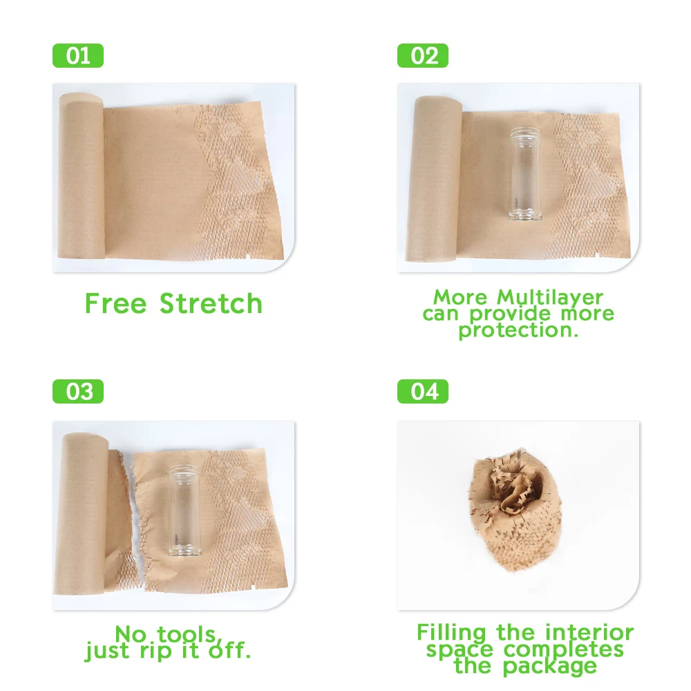 ห่อกระดาษม้วน 5/10/20/40/50m กระดาษรังผึ้งงานแต่งงานคริสต์มาสวันเกิดห่อพัสดุศิลปะหัตถกรรมวัสดุ