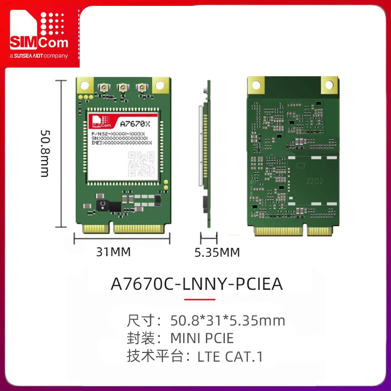 SIMCOM A7670C-PCIEA encapsulated Internet of Things data transmission communication module 4Gcat1 domestic cost reduction
