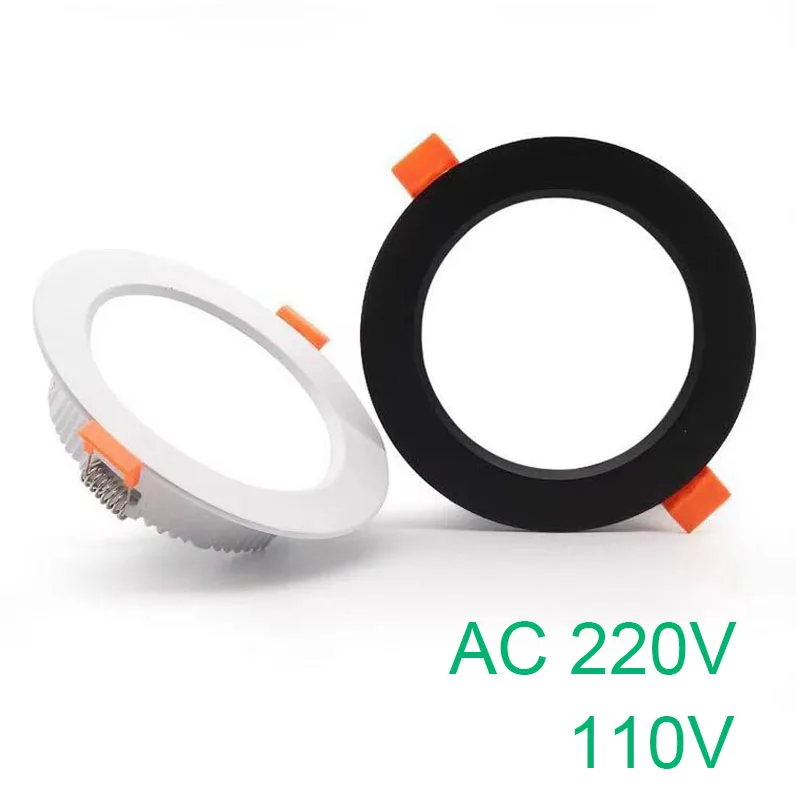 220V 110V Âm Trần LED Chiếu Điểm 3W 5W 7W 9W 12W 15W 18W Nhôm Dày Nhúng LED Ốp Trần Phòng Khách Phòng Ngủ Chiếu Sáng
