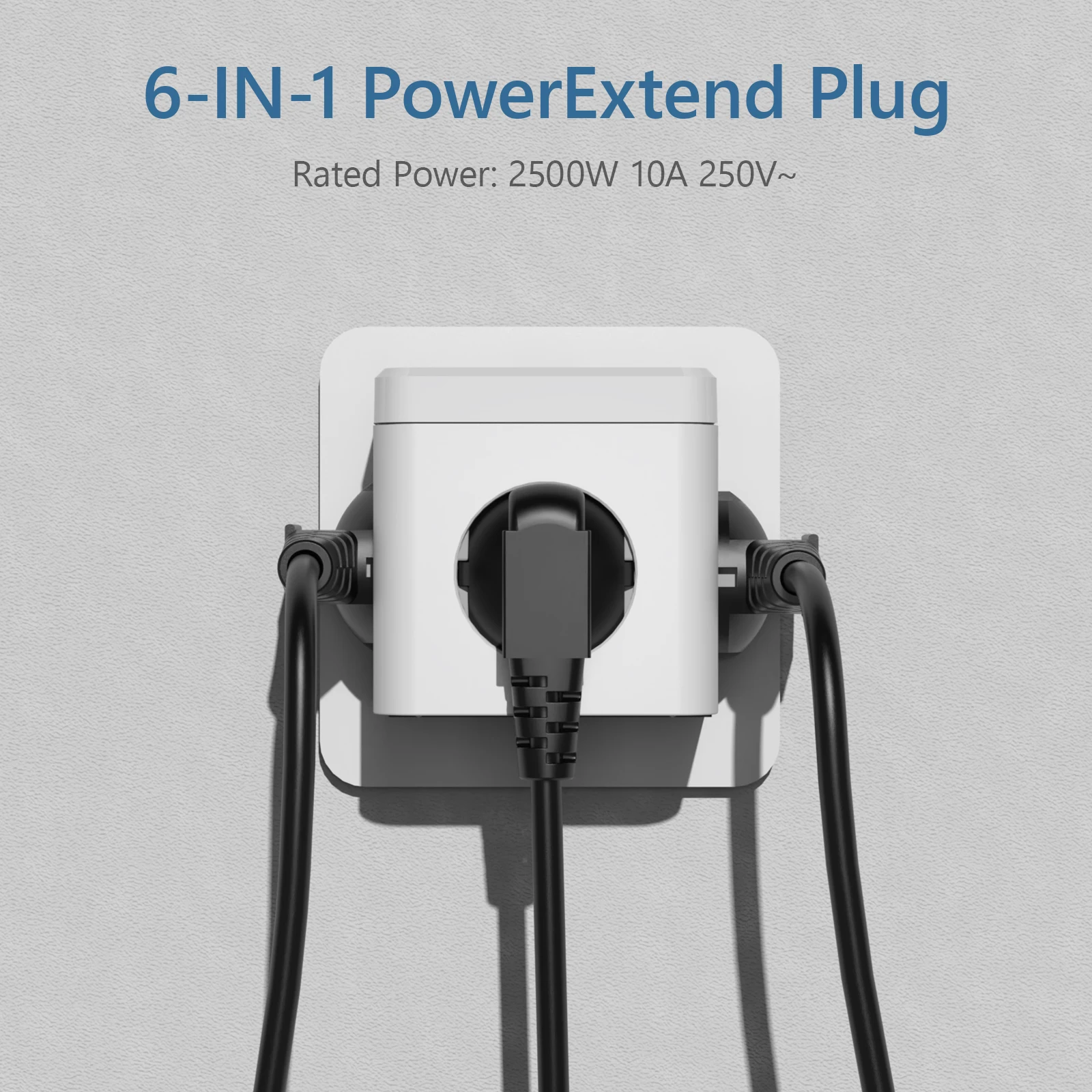 Extensor de tomada de parede com 3 tomadas ac, 3 portas usb 6 em 1, carregador de tomada ue, interruptor elétrico liga/desliga para tomada de tira de energia doméstica