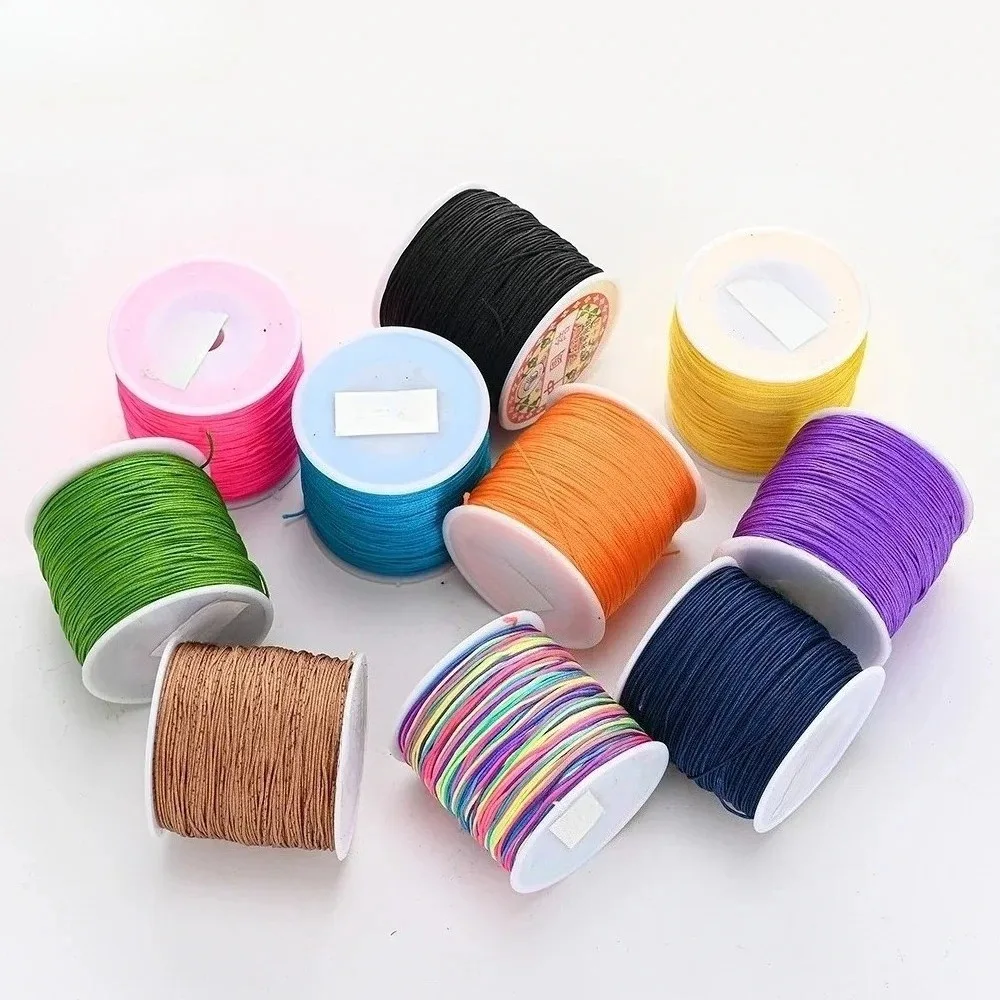100 metros por rolo, corda de nylon de 0,8 mm, usada para fazer itens artesanais faça você mesmo como pulseiras e colares