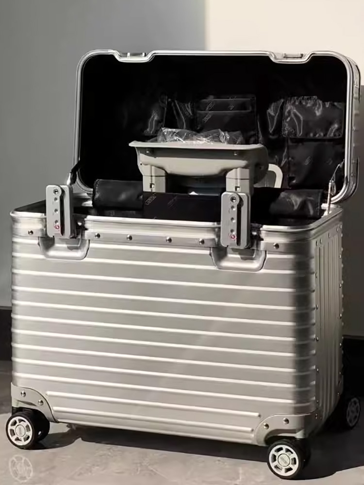 すべてのアルミニウムマグネシウム合金写真撮影荷物機内持ち込みスーツケースフリップアップカバー 20 インチカメラボックス水平バージョン男性女性トラベルバッグ