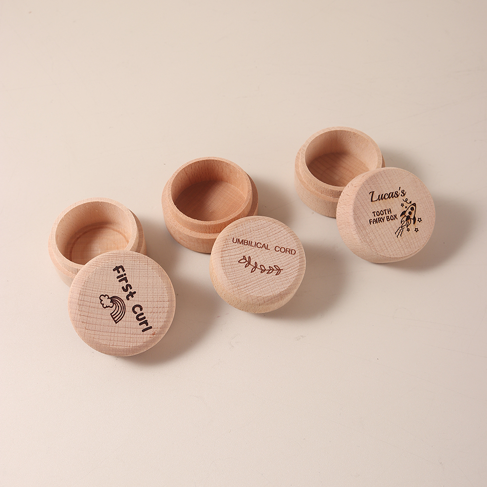 Caixa de lembrança de bebê Beechwood – caixa de memória de primeiro dente e cordão umbilical, baú de tesouro Marco