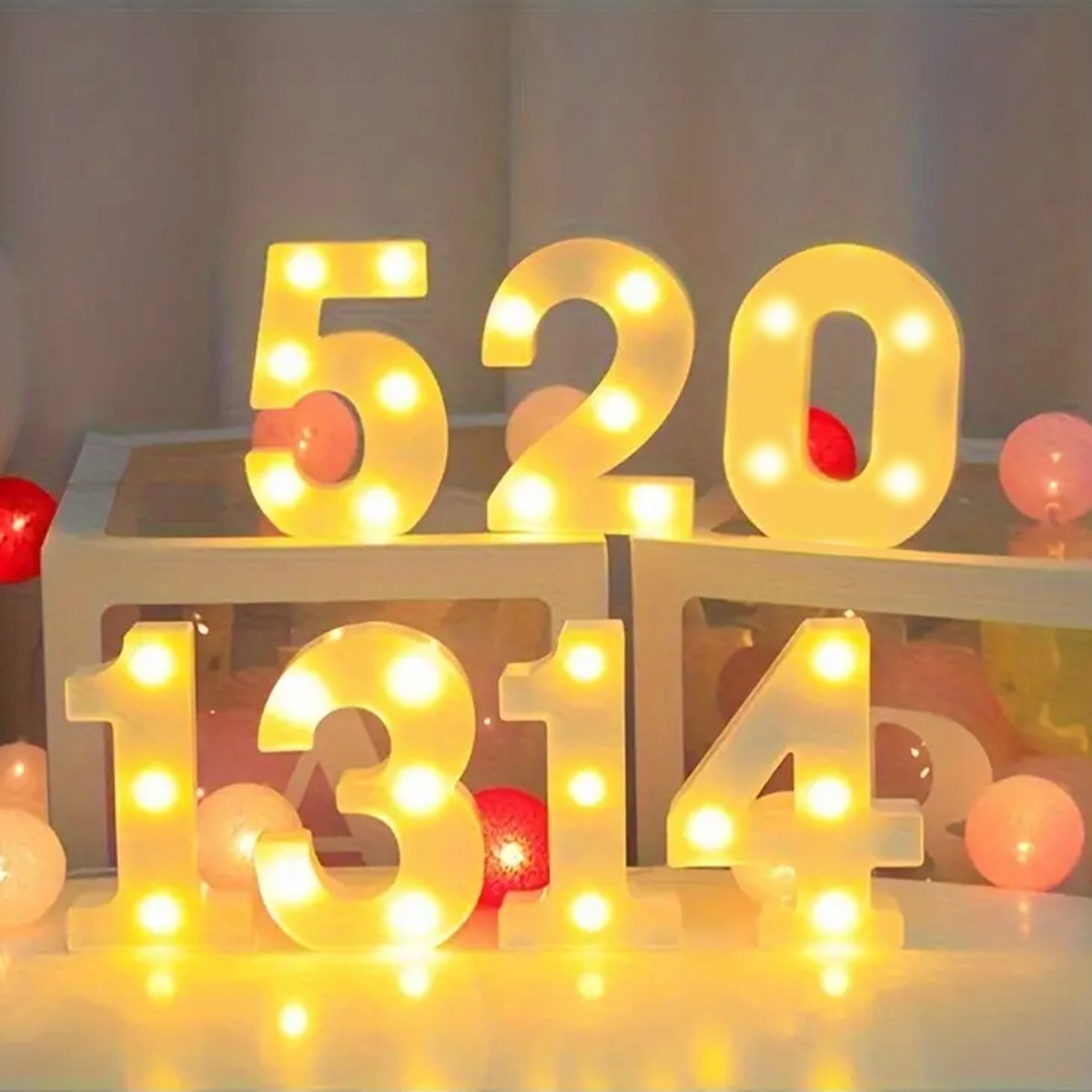 1 st 6.3 inch Decoratieve LED Lamp Wit Plastic Marquee Nummer Light up Teken Neon Voor Thuis Bruiloft Verjaardag vakantie Decor