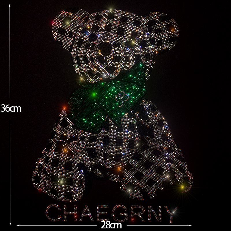 Patrón de oso de peluche de dibujos animados DIY, suéter de planchado, camiseta de diamantes de imitación, accesorios de ropa, parches grandes de moda, nuevo, caliente