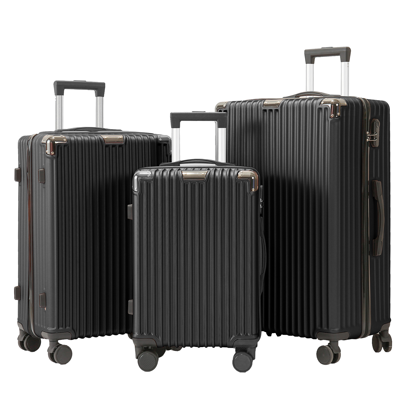 3er-Set mit Schloss, 4 rollenden Spinnerrädern, leichter ABS-Trolley-Reisekoffer für Handgepäck, Geschäftsreisen