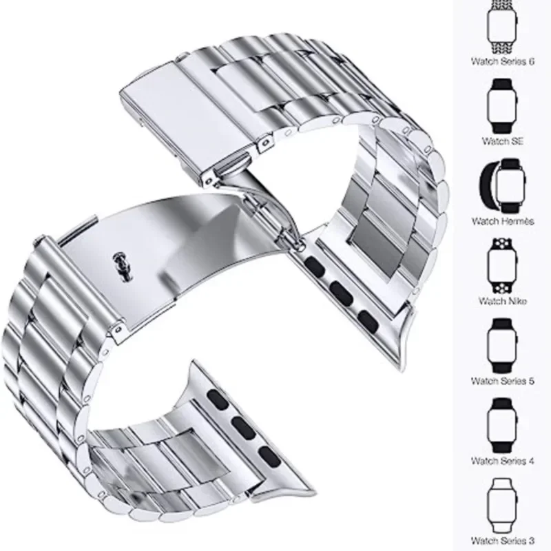 Stainless Steel Strap for Apple Watch band 44mm 45mm 38-42-40-41mm Metal link Bracelet iWatch series 10 8 7 6 5 4 3 se Ultra 49m