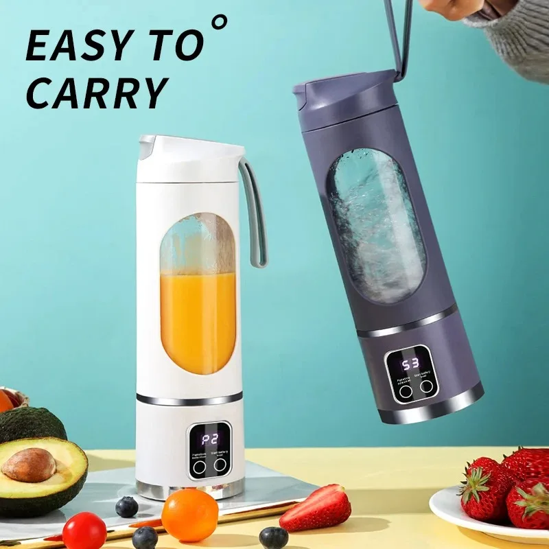 2025 ใหม่ในครัวเรือนชาร์จ MINI Crushed Ice เครื่องคั้นน้ําผลไม้ไฟฟ้ามอเตอร์ที่มีประสิทธิภาพ 450ML ขนาดใหญ่ความจุดิจิตอลจอแสดงผลถ้วยน้ําผลไม้