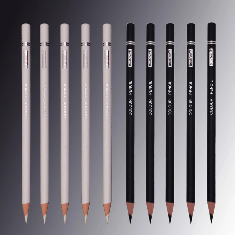 6 stücke Schwarz Weiß Farbe Bleistifte Permanent Farbe Zeichnung Bleistift Öl-basierte Holz Buntstifte Für Künstler Und Anfänger kunst
