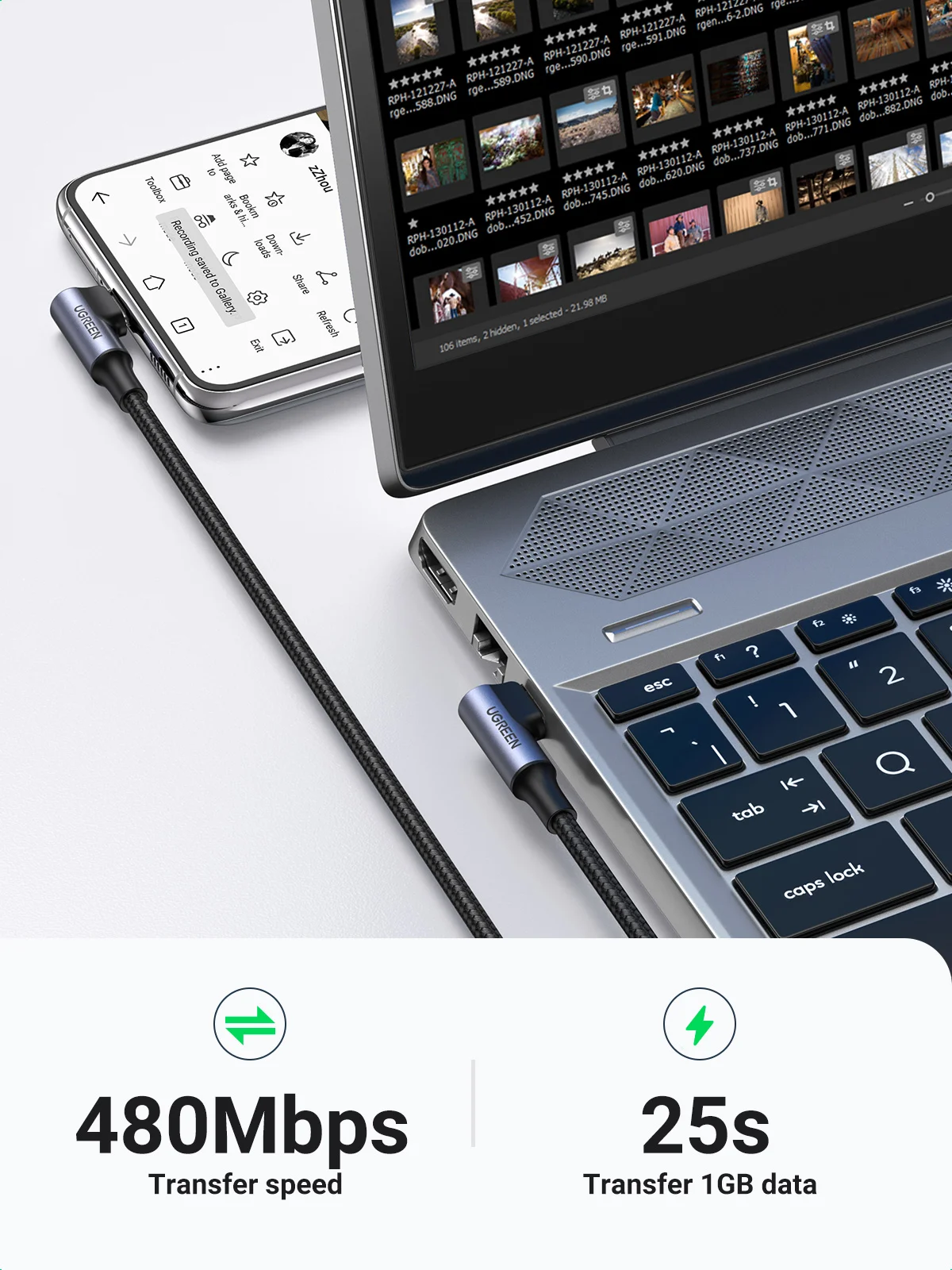 UGREEN-Cable de carga para tableta Samsung, cargador rápido 4.0 PD usb tipo C, salida de 100W para Samsung S10 S20 MacBook Pro iPad 2020
