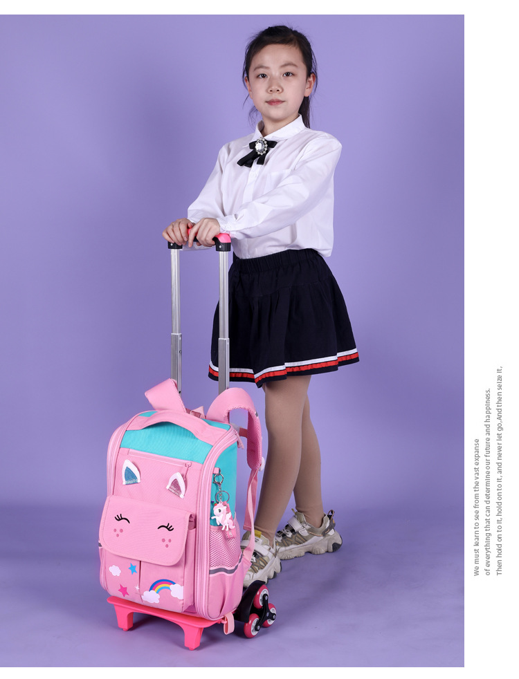 Mochila escolar estudante de alta capacidade mochilas rolantes crianças trole saco de rodas crianças mochila rodas