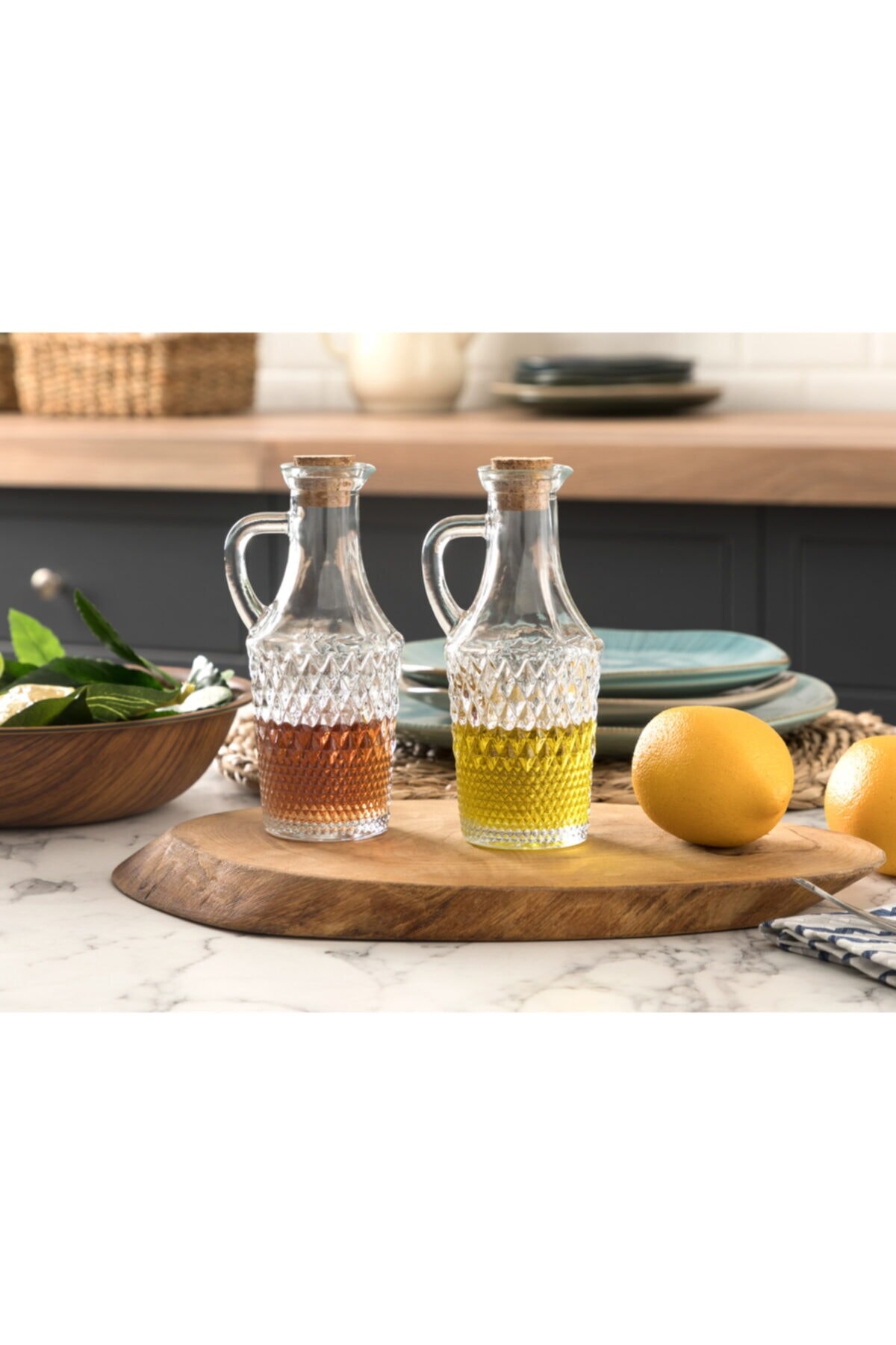 Yağlık-Cuka Mini Ukuran 2 Buah Set-165Ml, Botol Saus Kaca Botol Penyimpanan untuk Minyak dan Cuka Minyak Dispenser Aksesori