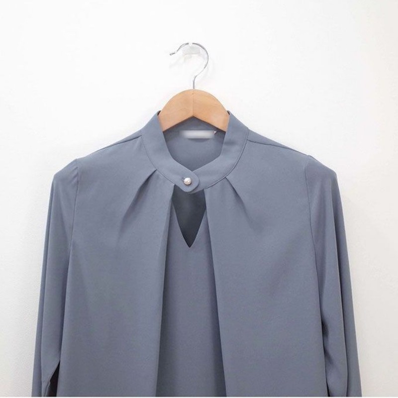 Blusas lisas de gasa para mujer, camisas de manga larga ajustadas con huecos, camisetas básicas sexis que combinan con todo para primavera y verano, Tops finos elegantes para mujer Ins