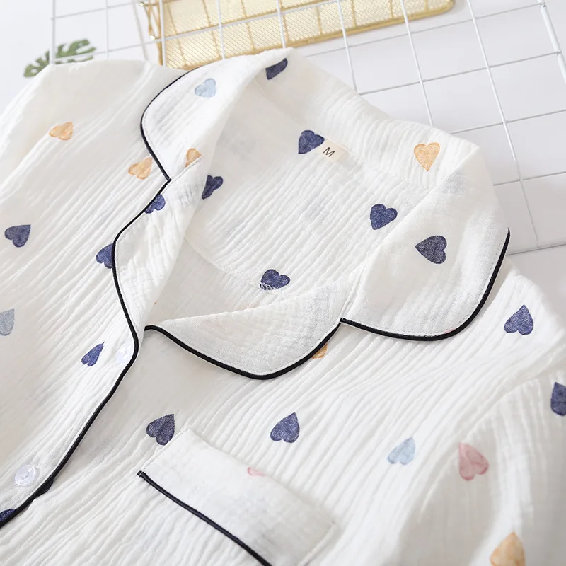Japanische Sommer neue Damen Baumwolle Gaze Kurzarm Shorts Pyjama Anzug niedlichen herzförmigen dünnen Abschnitt Home Service Anzug Frau