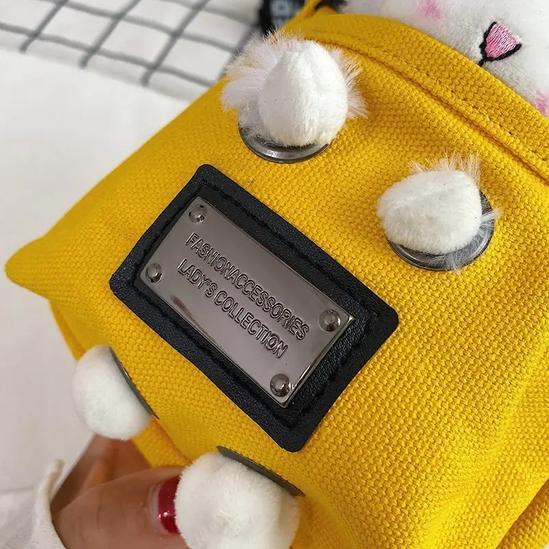 Bolsa Transversal de Pelúcia de Cordeiro e Vaca em Estilo Coreano, Bolsa de Ombro Casual para Mulheres com Zíper