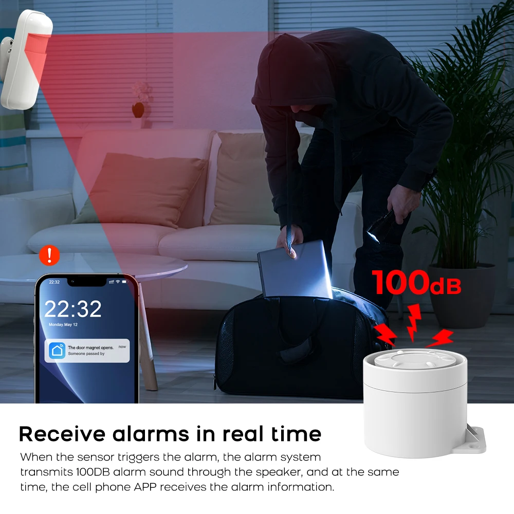 Système d'alarme WIFI GSM Tuya Smart Life APP maison Protection de sécurité intelligente système d'alarme de sécurité sans fil avec ALexa