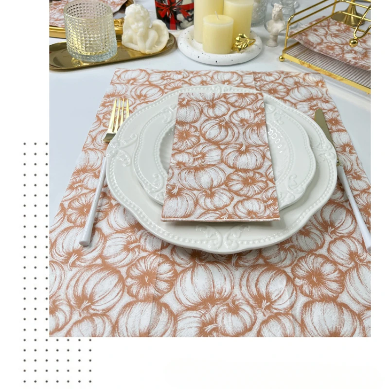 20 pz 33*40cm autunno zucca stampa tovaglioli decorazione festa del ringraziamento tovaglioli di carta colorati fai da te farfalla osso carta