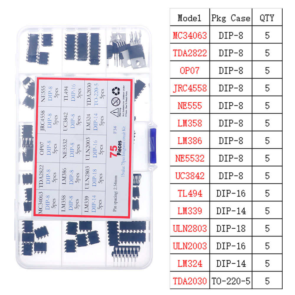 Kit surtido de chips de circuito integrado IC, juego de enchufes IC 4000 4500 74HC 74LS, serie IC lógica CMOS común