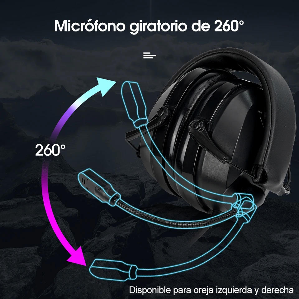 Retevis-walkie-talkie K/M, auriculares con reducción de ruido, micrófono giratorio para Baofeng UV 5R, Quansheng UV K5, UV K6, UV K58