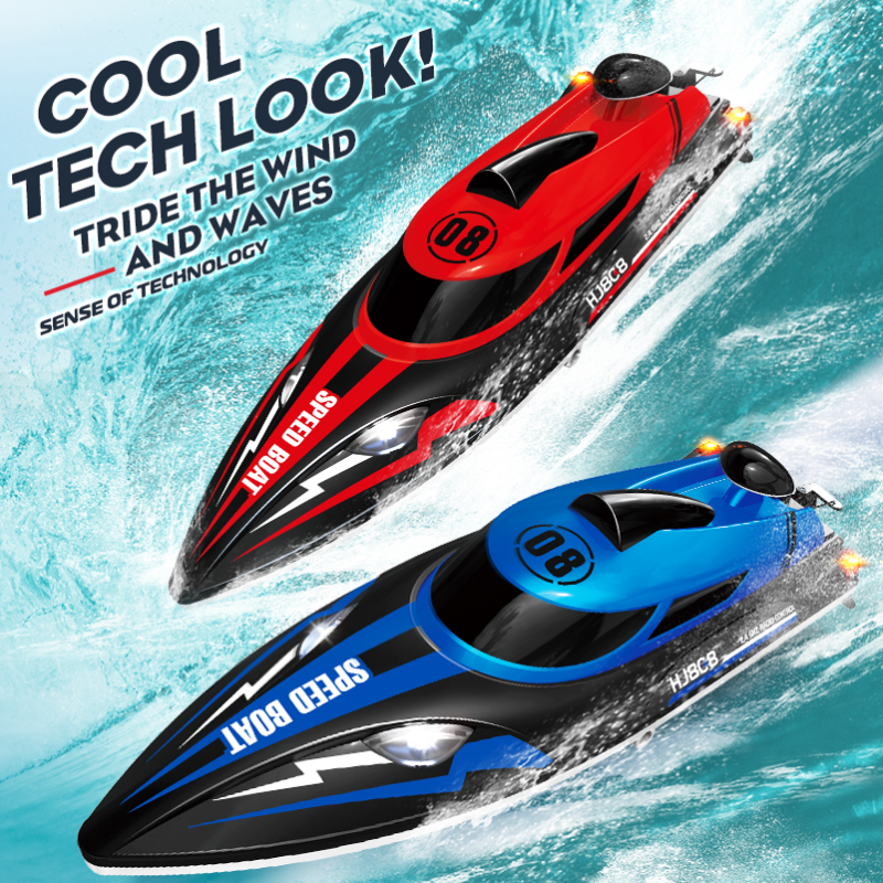 HJ808 RC Batterij Boot 2.4Ghz 25 km/u Hoge Snelheid Afstandsbediening Racing Schip Water Speedboot Kinderen model Speelgoed