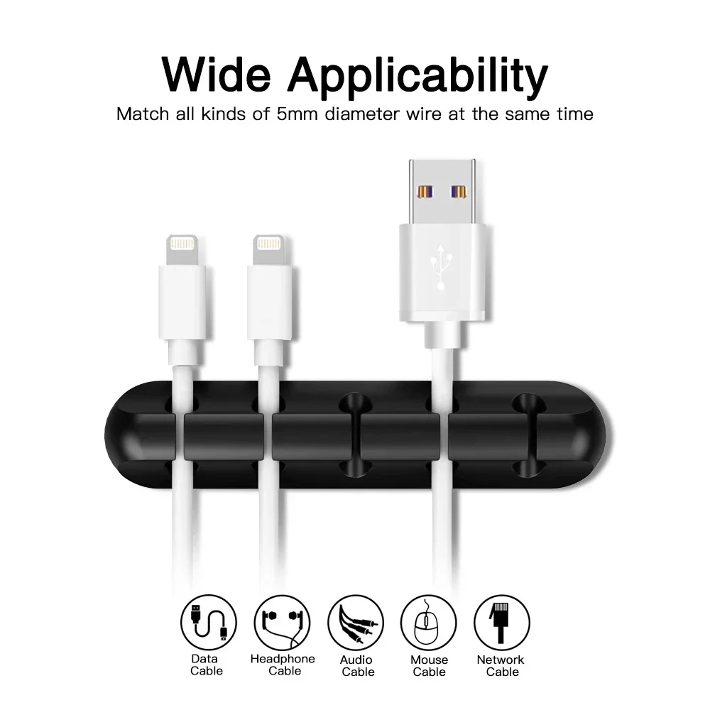 ซิลิโคนสาย USB Organizer สายชาร์จ USB Winder Desktop Tidy Management คลิปสายสําหรับเมาส์หูฟังอุปกรณ์เสริม