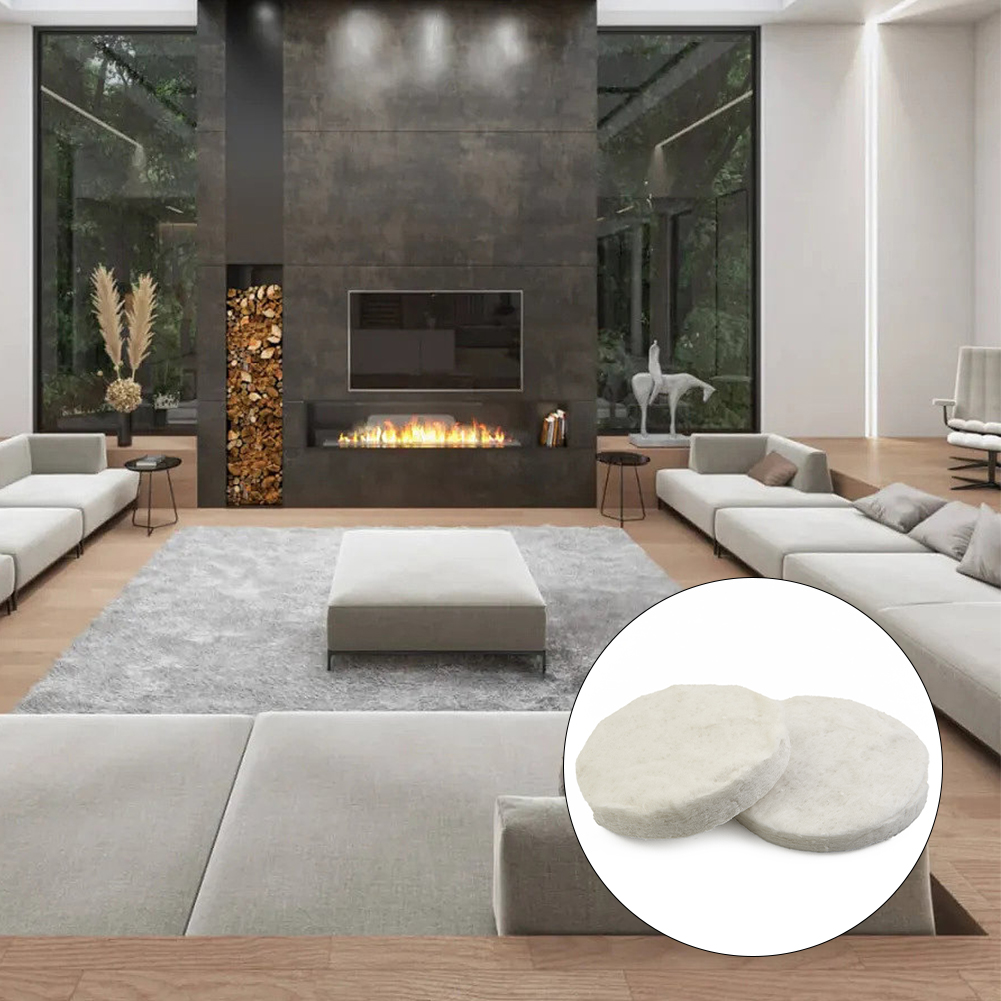 ผ้าฝ้ายทรงกลม1/2/3/5ชิ้นทำจากผ้าวูลผ้าฝ้ายเซรามิก8.6x1.2ซม. ช่วยให้เกิดเพลิงไหม้ได้รับความร้อนทางชีวภาพเตาผิงอากาศเย็น