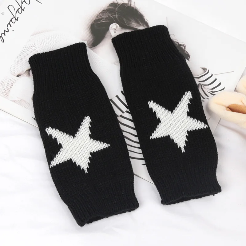 Dzianinowe rękawiczki z półpalcami damskie ciepłe miękkie zimowe rękawiczki dla dziewczynki Guantes Y2K rękaw dziewczęce Lolita Goth rękawiczki bez palców