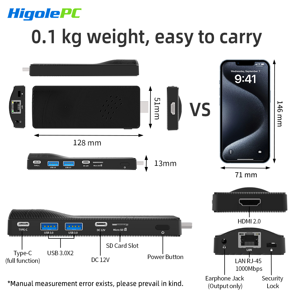 Higole PC Stick Fanless Mini PC Intel J4105 Windows 11 WiFi5 4/8GB 64/128/256GB Laptop Desktop PC 4K TV Stick PC Mini Computers