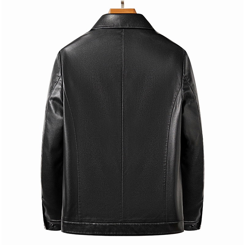 YN-2335 Frühling und Herbst Herren Echtleder Polo Mock Neck Jacke Mode Schlanker Schaffellmantel Schwarz Grau Ehemann Geschenk Jugend