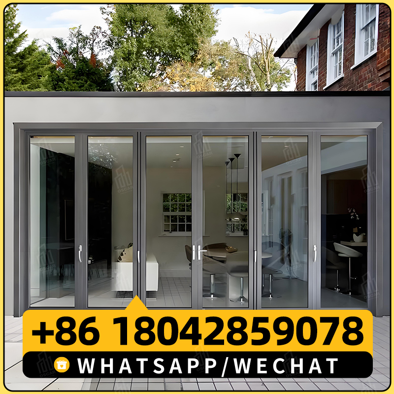 Porta deslizante dobrável em PVC de camada dupla de 6 mm