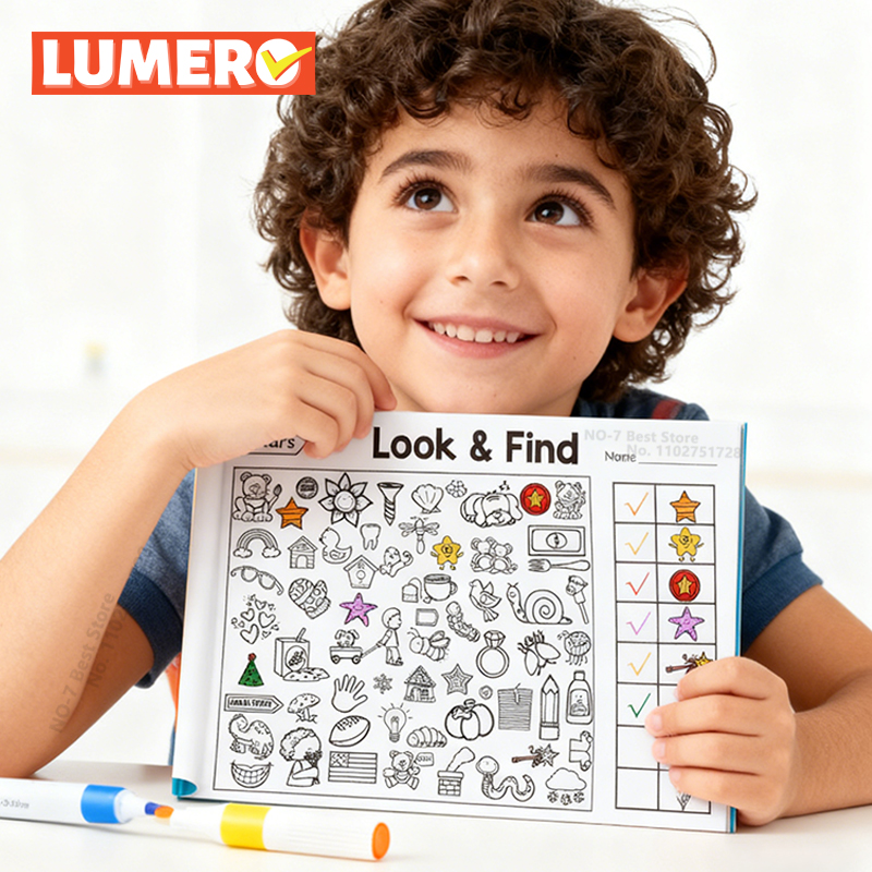 Look and Find Activity Book for Kids with Hidden Objects, Focus Attention Practice, Fun Coloring Activity Book for Home School