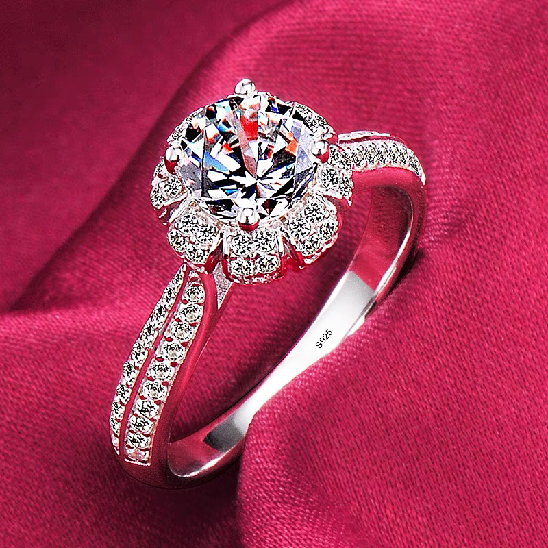 証明書付き高級ソリッド 925 シルバーリング高品質ジルコンディアマント結婚指輪婚約指輪ギフトジュエリー女性のための