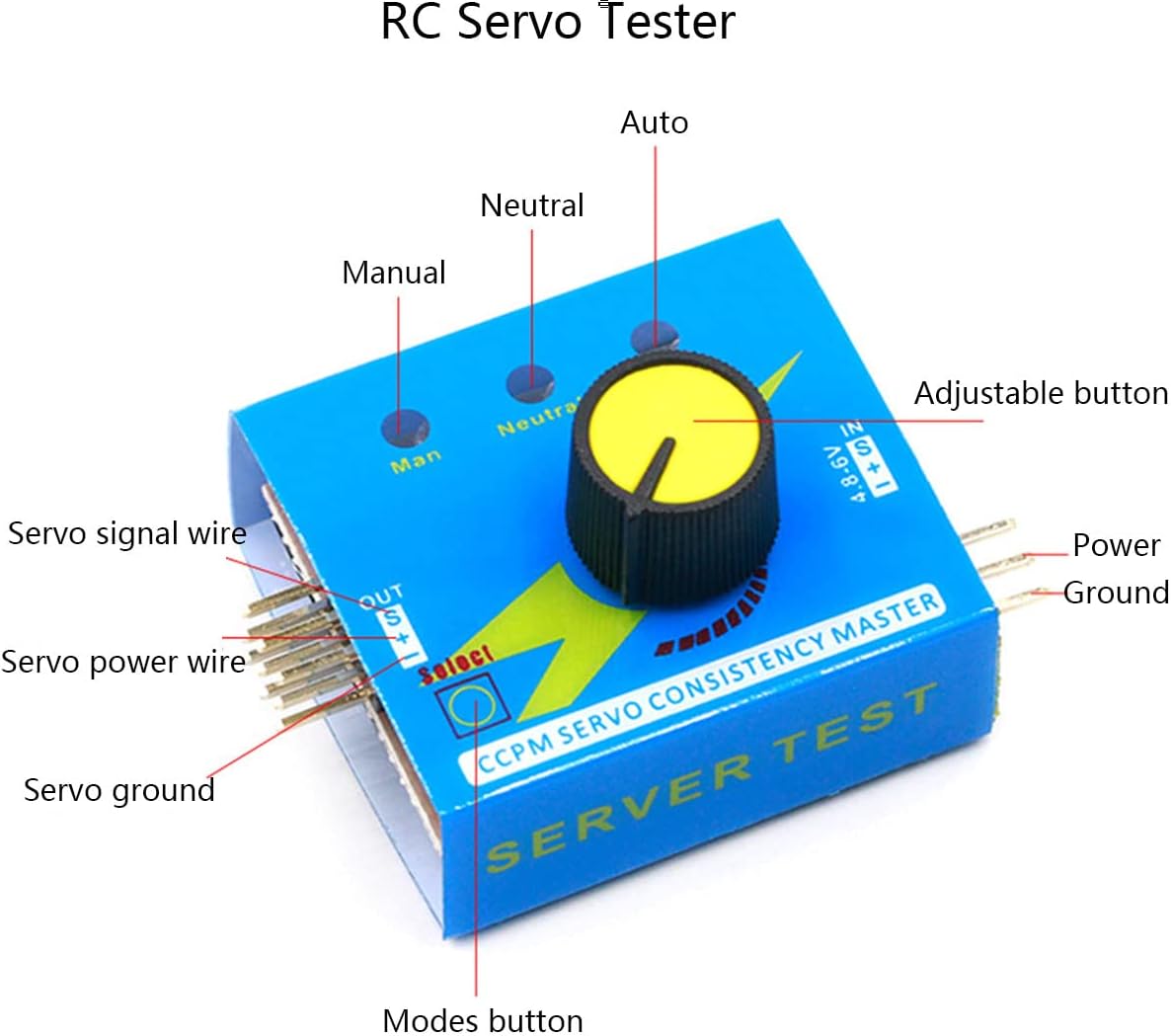 1 セット RC サーボモーターテスターコントローラーキット + 180 度 9 グラムサーボ 6V バッテリーホルダー付きロボット RC カーヘリコプター飛行機用