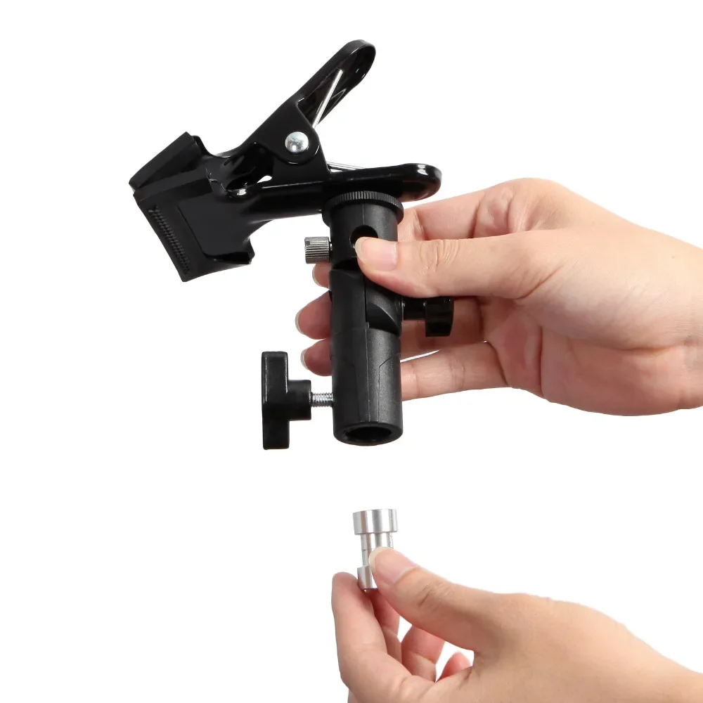 Reflector Clamp Clip Holder Light Stand Attachment 1/4" to 3/8" Screw Mount Swivel Adapter For Photo Studio Reflector&Background